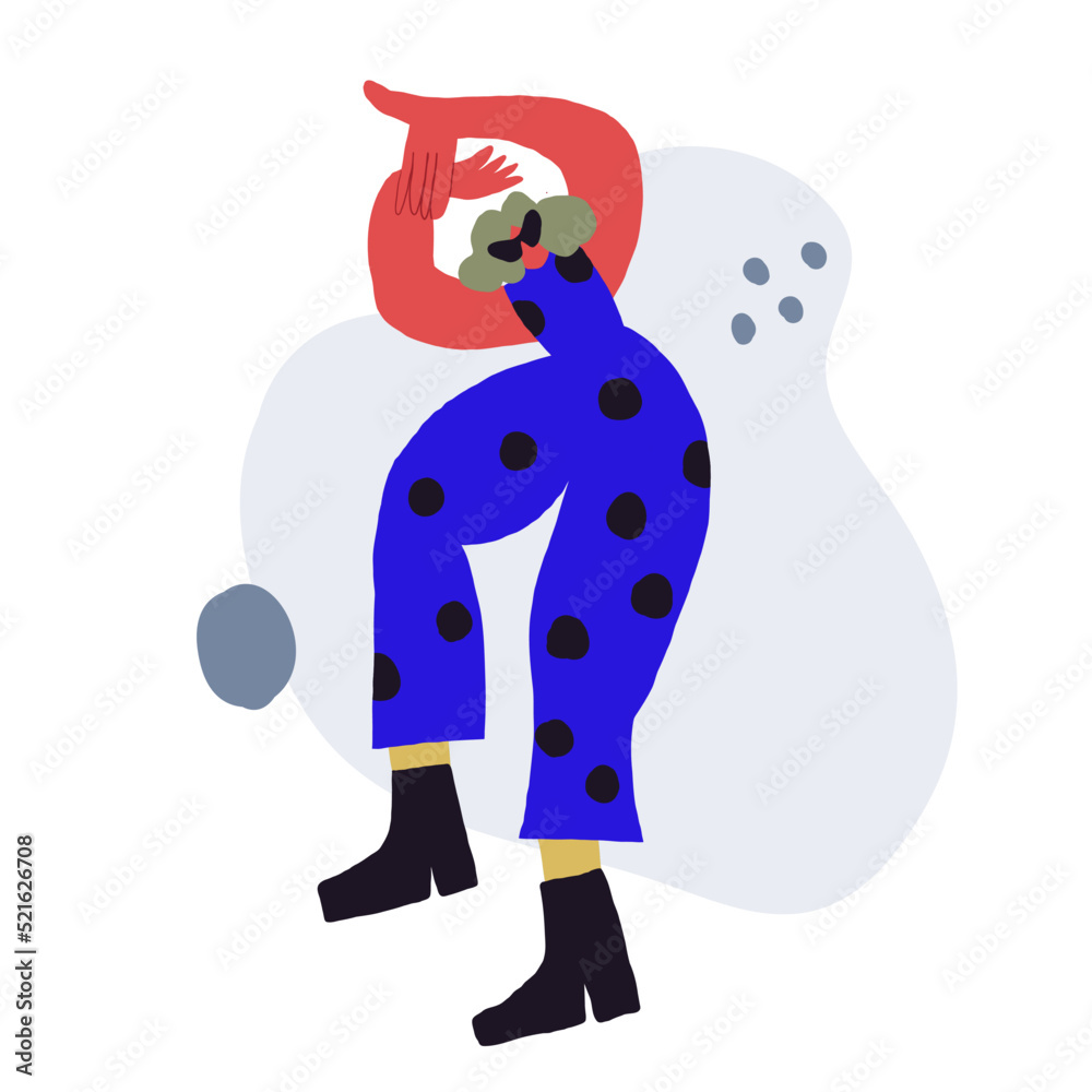 Fototapeta premium Stylish woman in fashionable trendy outlook on white. Fashion blogger illustration.