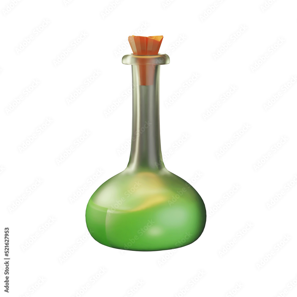 3D Illustration Halloween, chemistry bottle, for web, app, celebration, etc 3D Illustration Halloween, chemistry bottle, for web, app, celebration, etc