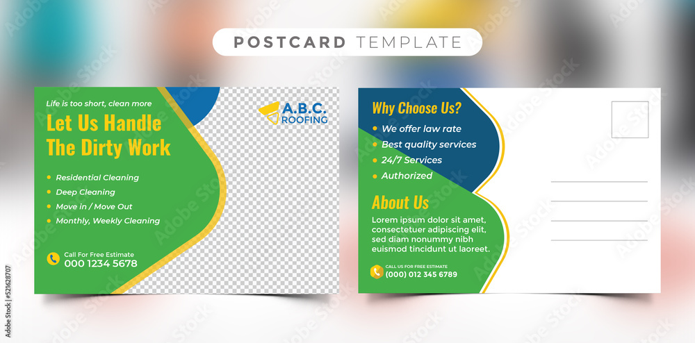 Cleaning service postcard template design Cleaning service postcard template design