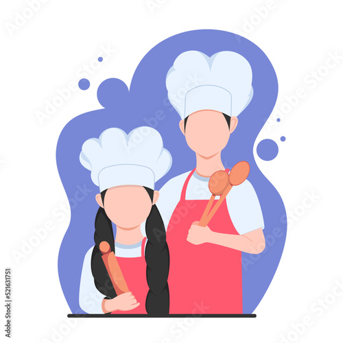 Cooking Pose, father and daughter