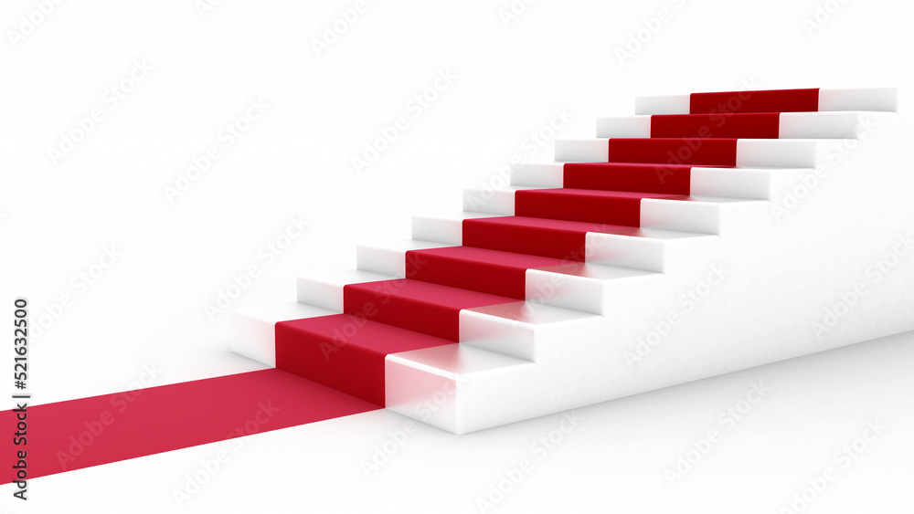 White stairs with red carpet isolated White stairs with red carpet isolated