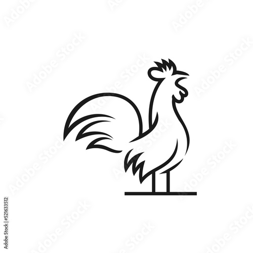 rooster silhouette isolated on white