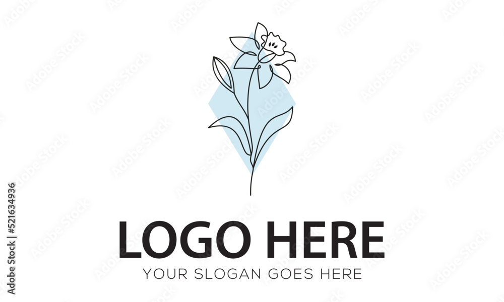 Vintage Line Art Leaf Flower Eco Nature Logo Design