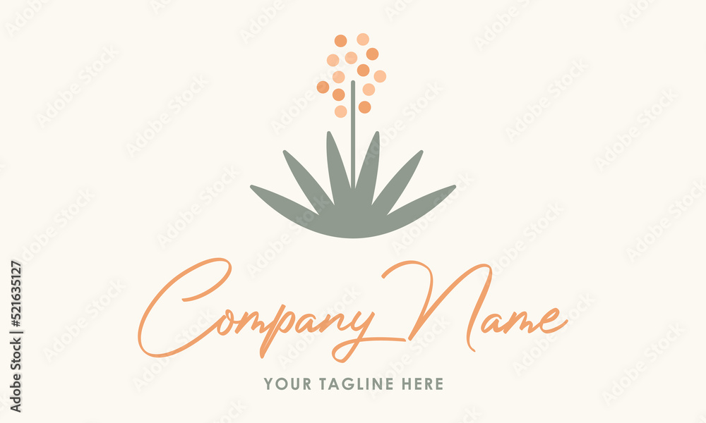 Blue and Yellow Color Simple Flower Leaf Logo Design