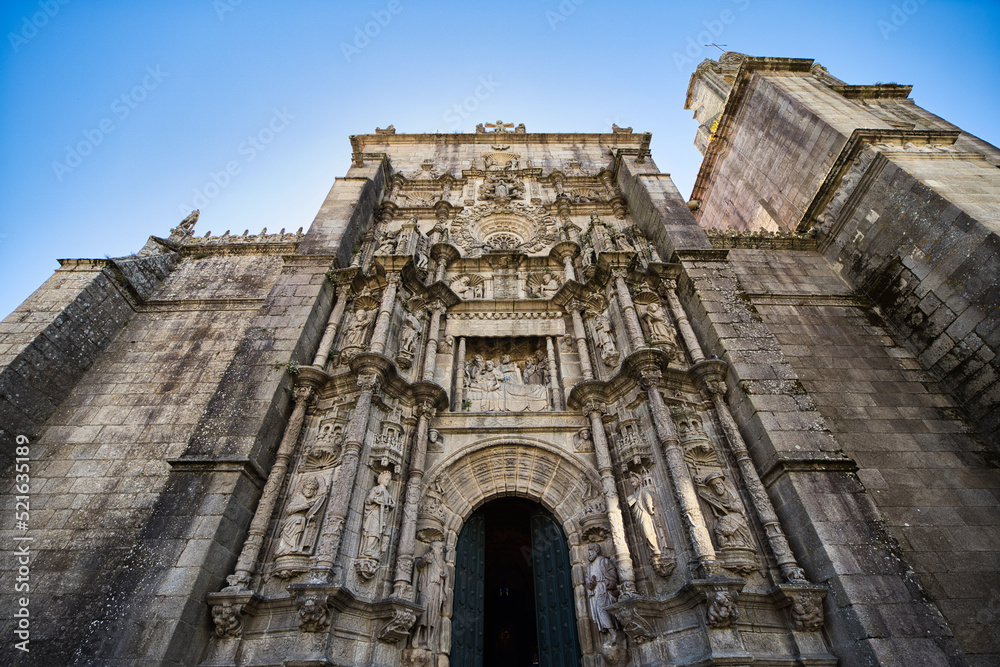 Facade of the royal basilica of Santa María la Mayor (Pontevedra, Galicia)