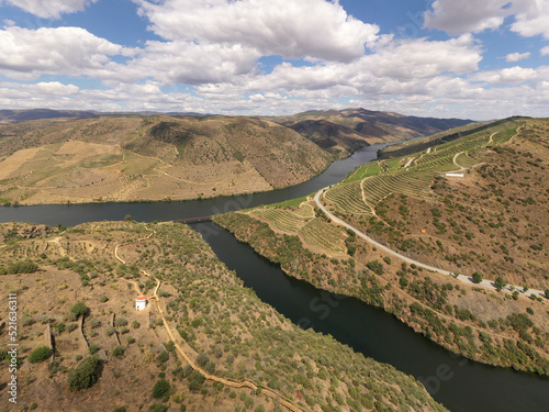 Aerial view of Coa River in Vale de Afonsinho, Portugal. photo