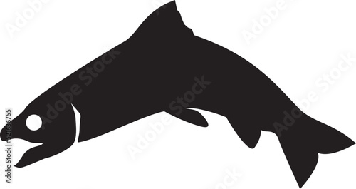 Trout. Fish. Silhouette drawing. Vector monochrome isolated image.