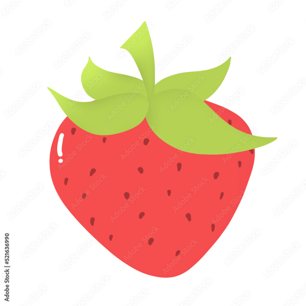 Obraz premium Fraise fruit, dessin à la main, fond transparent