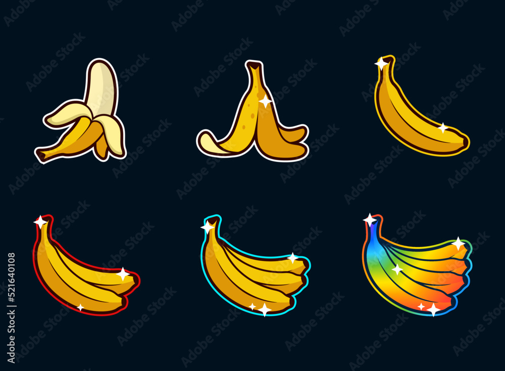 Banana badge emotes collection. can be used for twitch youtube. set  illustration Stock Vector | Adobe Stock