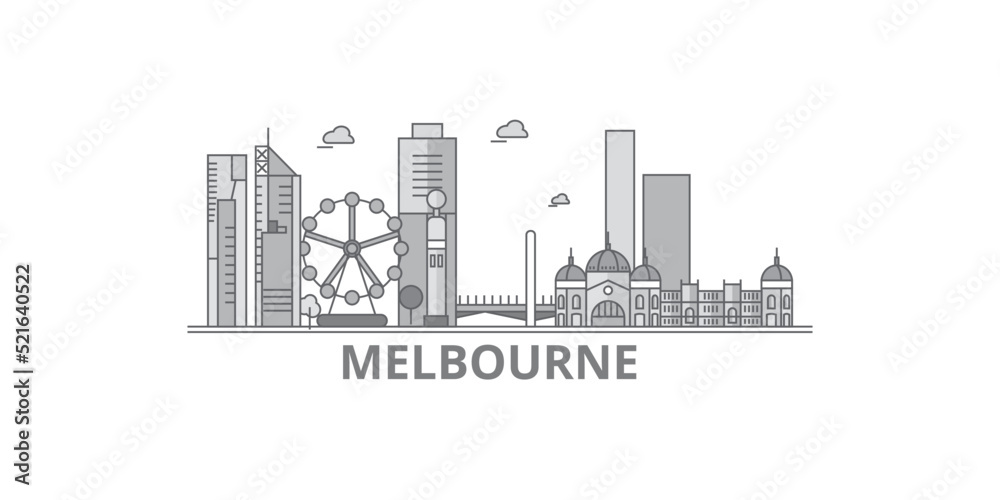 Fototapeta premium Australia, Melbourne City city skyline isolated vector illustration, icons