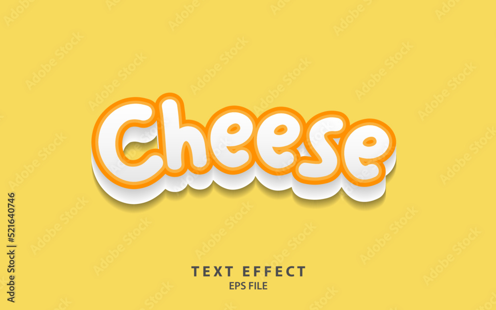 Cheese text effect template with cartoon style and bold font concept use for food brand label and logo. Vector illustration