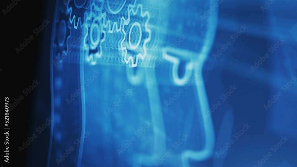 Artificial intelligence technology AI and deep learning symbol abstract digital concept. Global network and cyber technology background seamless and looped 3d animation.