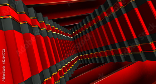 3D render of abstract red stairway background