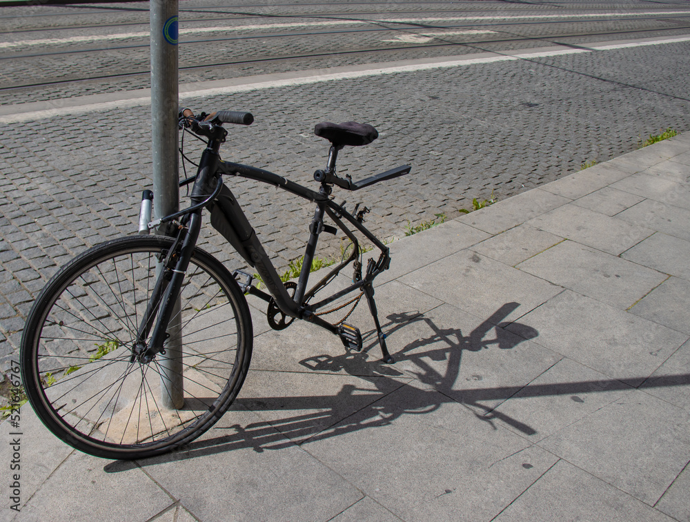 bicycle with parts stolen on the street
