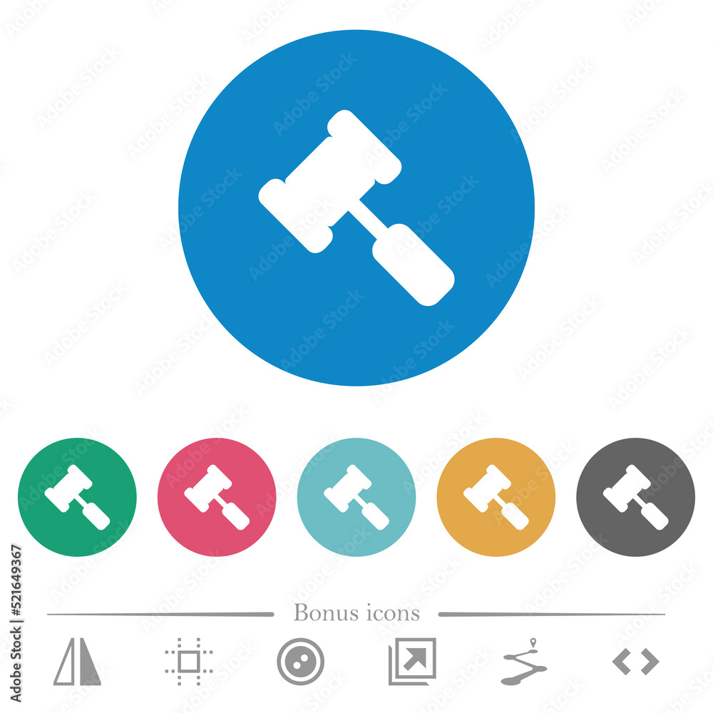 Judge hammer flat round icons Judge hammer flat round icons