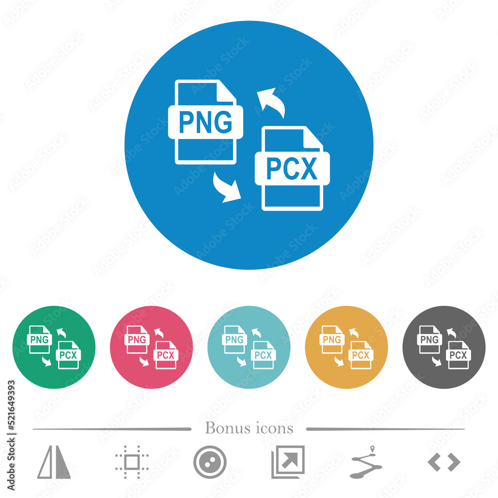 PNG PCX file conversion flat round icons PNG PCX file conversion flat round icons