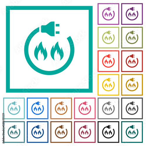 Gas energy flat color icons with quadrant frames photo