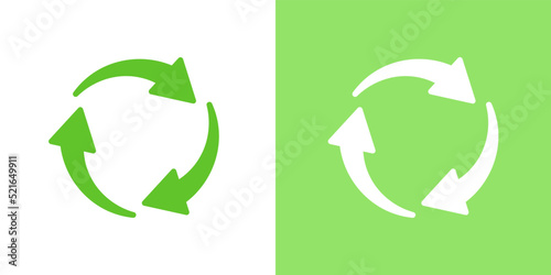 Reuse process circular arrow sign icons design vector. Green organic energy power sustainability symbol illustration.
