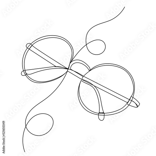 round glasses one continuous line drawing vector