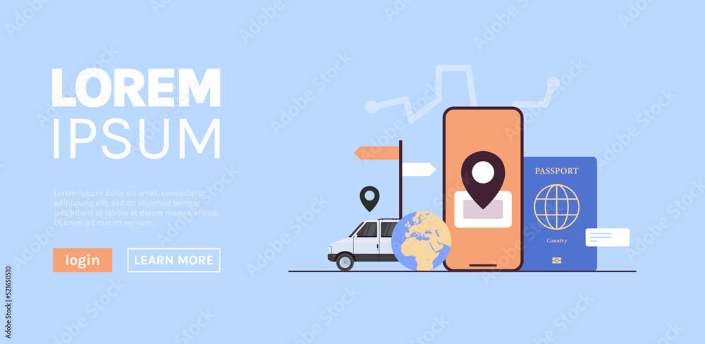 Online ticket booking traveling and searching tickets in mobile app concept flat vector illustration.
