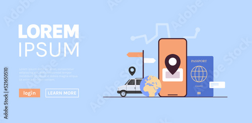 Online ticket booking traveling and searching tickets in mobile app concept flat vector illustration.