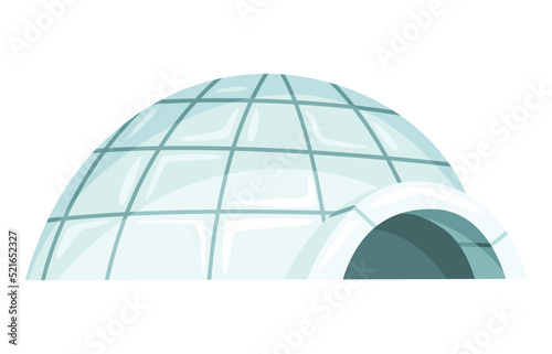 Igloo icon. Cartoon vector icehouse. Winter construction from ice blocks. Eskimo peoples house isolated on white background