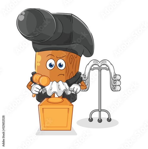 hammer judge holds gavel. character vector
