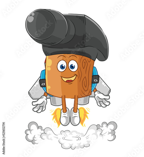 hammer with jetpack mascot. cartoon vector