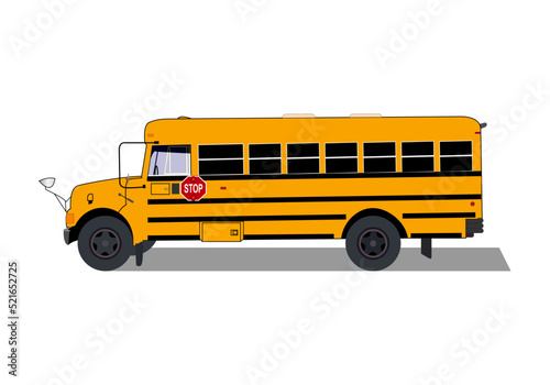 Icono de autobús o bus escolar amarillo americano. La vuelta al cole