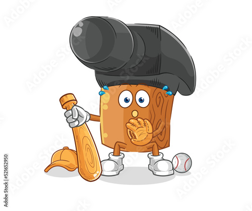 hammer baseball Catcher cartoon. cartoon mascot vector