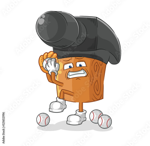 hammer baseball pitcher cartoon. cartoon mascot vector