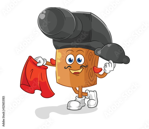 hammer matador with red cloth illustration. character vector