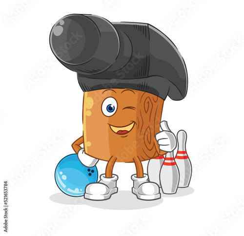 hammer play bowling illustration. character vector