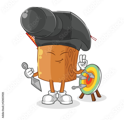 hammer ninja cartoon. character vector