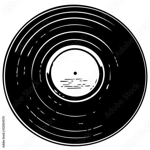 Vintage vinil record with space for tex, retro vinyl record sketch.