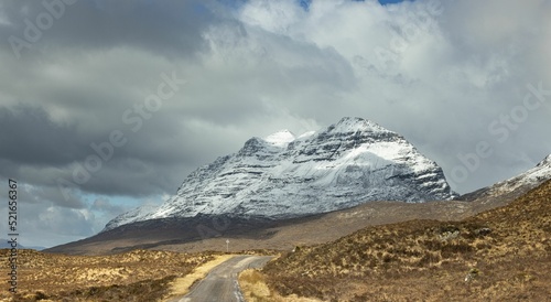 Scenic landscape of a road leading to Ben Nevis mountain, Scotland photo