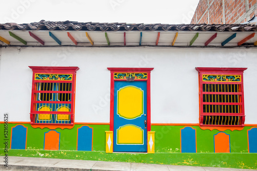 Beautiful antique houses at the colonial town of Jardin in the Southwestern Antioquia in Colombia