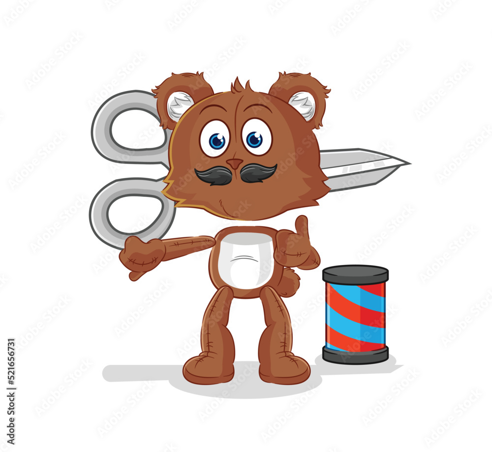 Fototapeta premium bear barber cartoon. cartoon mascot vector
