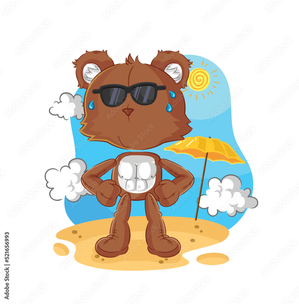 bear sunbathing in summer. character vector