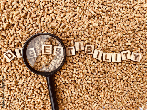 Digestibility Indicator for Animal feed. Image for Feed additive products promotion feed quality indicator, animal gut health, brochure designs