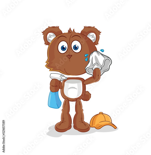 bear cleaner vector. cartoon character