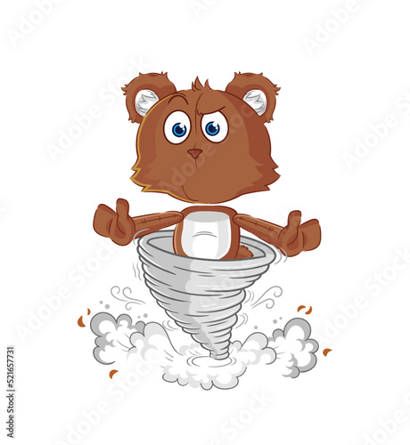 bear in the tornado cartoon character vector