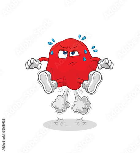 red cloth fart jumping illustration. character vector