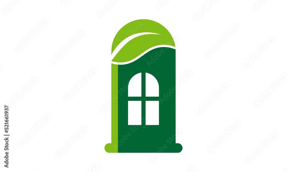 green leaf house logo vector