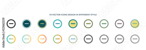- icon in 18 different styles such as thin line, thick line, two color, glyph, colorful, lineal color, detailed, stroke and gradient. set of - vector for web, mobile, ui