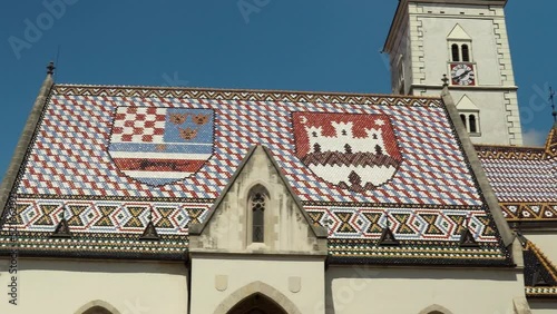 St. Mark's Square in Zagreb. Markov trade. Church of St. Mark. Catholic parish church in Zagreb. House of the Government of Croatia. One of the oldest buildings in the city.  photo