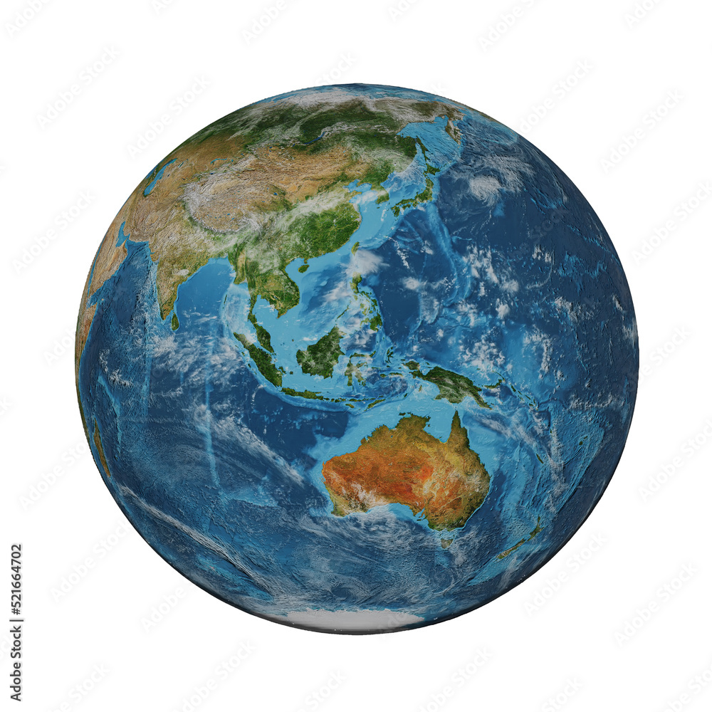 Earth globe isolated on white background. Elements of this image furnished by NASA. Asia and south Australia. Earth globe isolated on white background. Elements of this image furnished by NASA. Asia and south Australia.