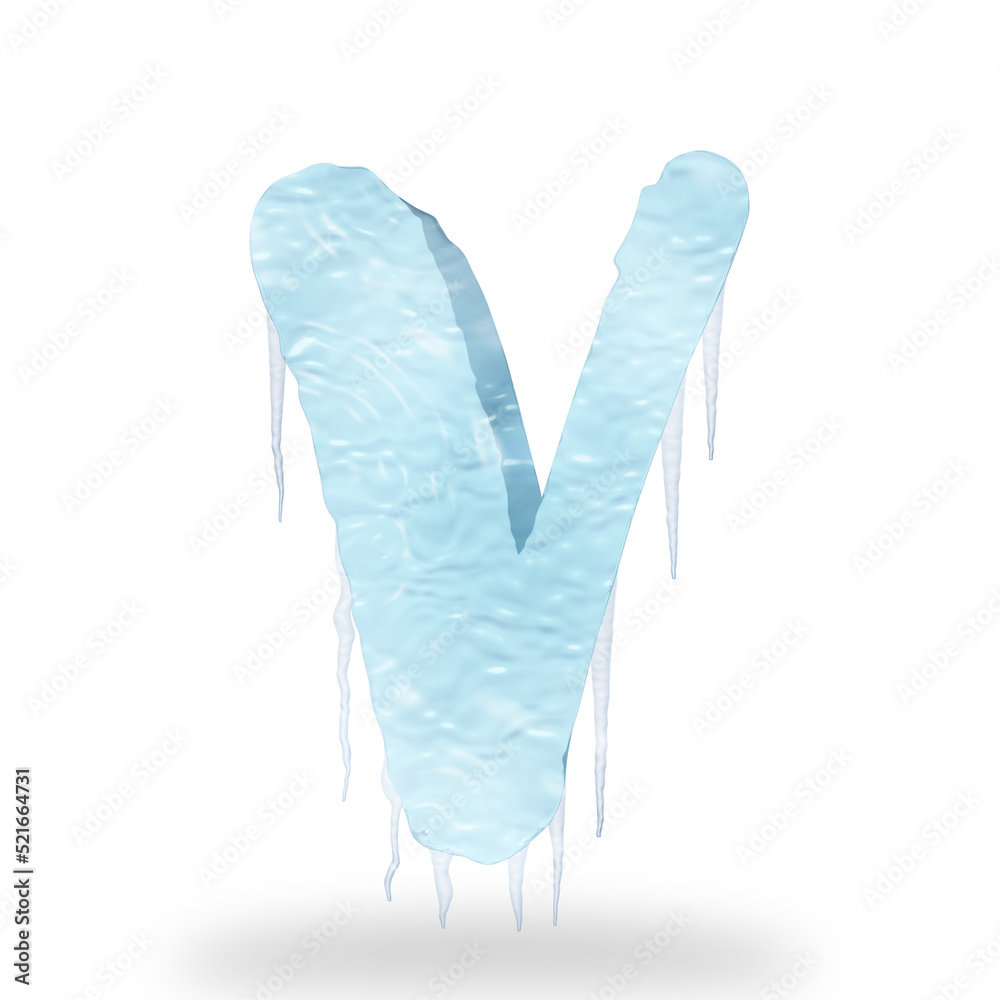 3d rendering of ice fountain. Letters V