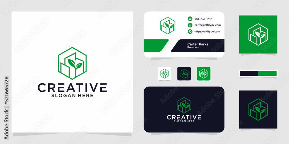 Abstract building life and fingerprint Logo. green color isolated on White and black Background. Usable for Business and Branding Logos. Flat Vector Logo Design Template Element.