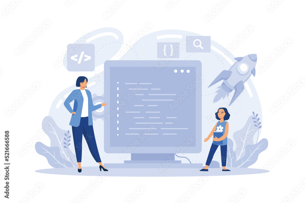 office workers are studying the infographic, the analysis of the evolutionary scale vector. flat design modern illustration office workers are studying the infographic, the analysis of the evolutionary scale vector. flat design modern illustration